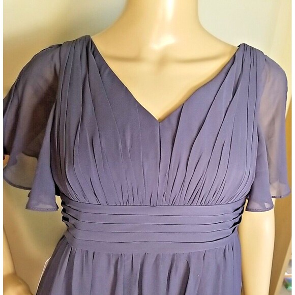 Azazie Juniors 14 Temeka A Lined Ruched Chiffon Dress Color Stormy Prom Wedding - Picture 6 of 13